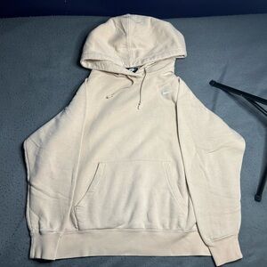 Nike Men's Hoodie Beige with White Swoosh